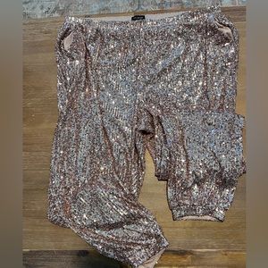 Rose Gold Limited Sequin Jogger style pants
